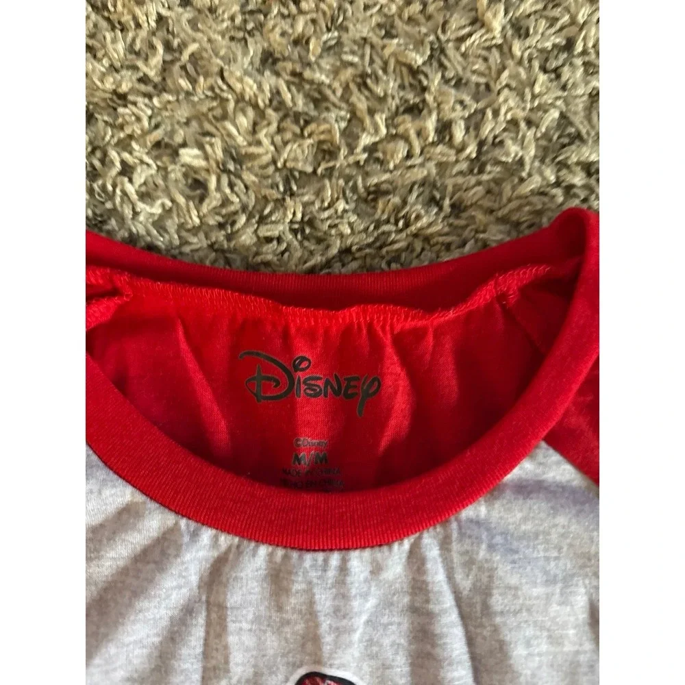 Disney‎ Women's Mickey Mouse Red Gray Long Sleeve Pajama Top Size Medium - Picture 4 of 6